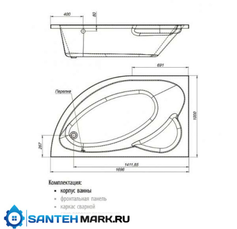 Ванна Мирсант Фанагория Premium левая 170*100