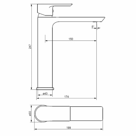 Смеситель для раковины Damixa Apollo 470250300 Черный матовый Смеситель для раковины Damixa Apollo 470250300 Черный матовый
