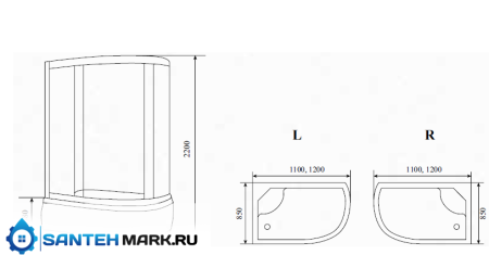 Душевая кабина Timo Standart T-6620 Black R 120x85 Душевая кабина Timo Standart T-6620 Black R 120x85