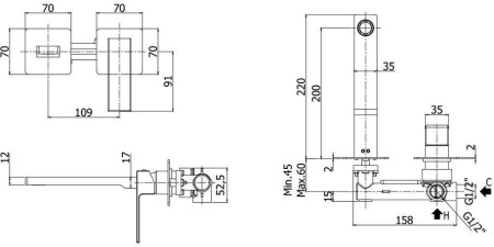 Смеситель Paffoni Elle EL105NO70 (с внутренней частью)