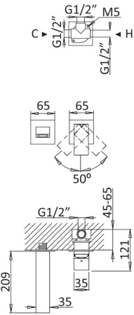 Смеситель для раковины Cezares Porta PORTA-BLI2-01-W0 с внутренней частью