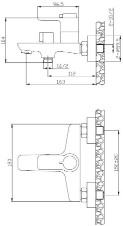 Смеситель для ванны BelBagno Ancona ANCONA-VASM-CRM Смеситель для ванны BelBagno Ancona ANCONA-VASM-CRM