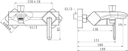 Смеситель для ванны BelBagno Crystal CRY-VASM-CRM