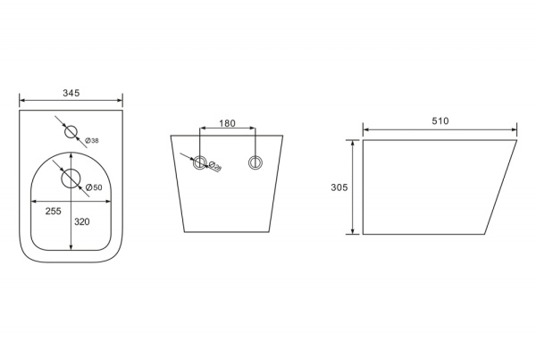 Биде ABBER Rechteck AC1250 подвесное белое Биде ABBER Rechteck AC1250 подвесное белое