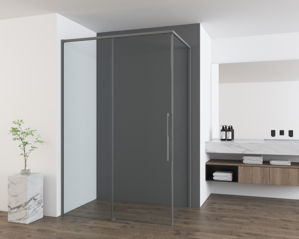 Душевой уголок Vincea Ultima VSR-7UL9012CLGM, 1200*900, вороненая сталь, стекло прозрачное