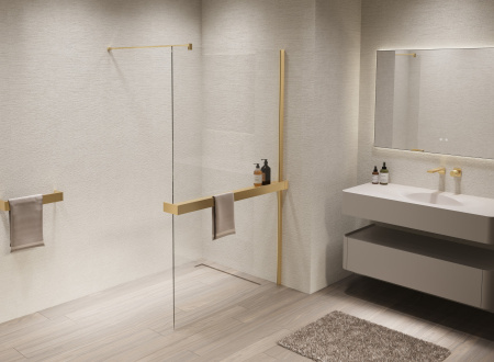 Душевая перегородка Vincea Walk-In VSW-1HR900CLG, 900*2000, матовый золотой, стекло прозрачное