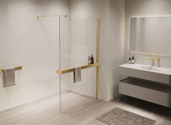 Душевая перегородка Vincea Walk-In VSW-1HR110CLG, 1100*2000, матовый золотой, стекло прозрачное