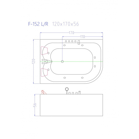 Акриловая ванна Frank F152 L 170x120