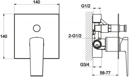 Смеситель для душа BelBagno Arlie ARL-BASM-CRM с внутренней частью