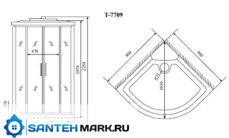 Душевая кабина Timo Lux T-7709 90x90 Душевая кабина Timo Lux T-7709 90x90