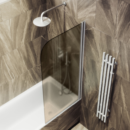 Шторка на ванну MaybahGlass поворотная на монопетле, 6 мм, Стекло Бронза матовая, 40x140 (MGV-602-5) универсальная