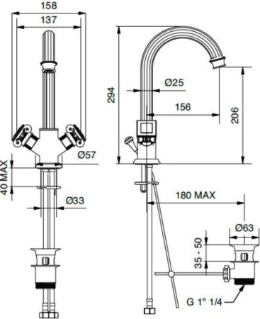 Смеситель для раковины Cezares Olimp OLIMP-LS2-02-M с донным клапаном