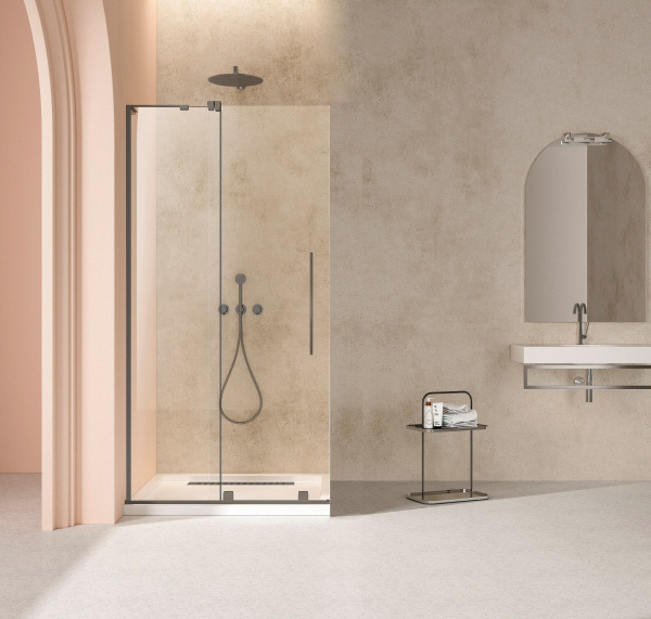 Душевая перегородка Vincea Walk-In VSW-4WSL120CLGM-L, левая, 1200*2000, вороненая сталь, стекло прозрачное