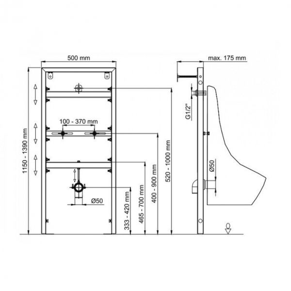 Инсталляция BERGES NOVUM для скрытого монтажа писсуара(049215)