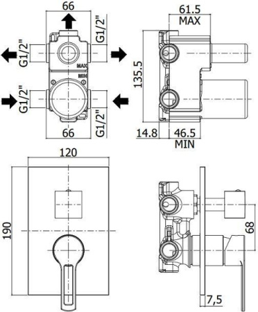 Смеситель Paffoni Ringo RIN019CR (с внутренней частью)