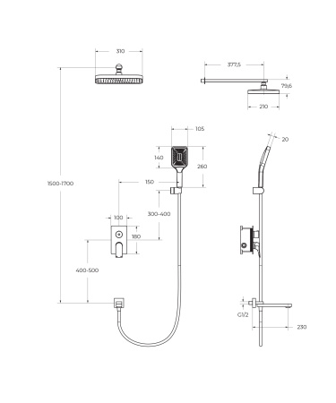 Душевая стойка BelBagno DUE-VDSET-GM