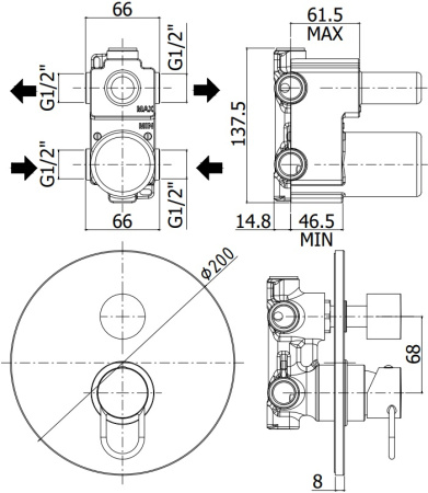 Смеситель Paffoni Joker JK018NO (с внутренней частью)