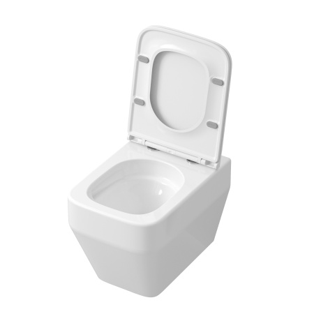 Унитаз Grossman GR-4410SQ (530х365х370) безободковый,смыв торнадо,белый с тонкой крышкой,микролифт,1 место