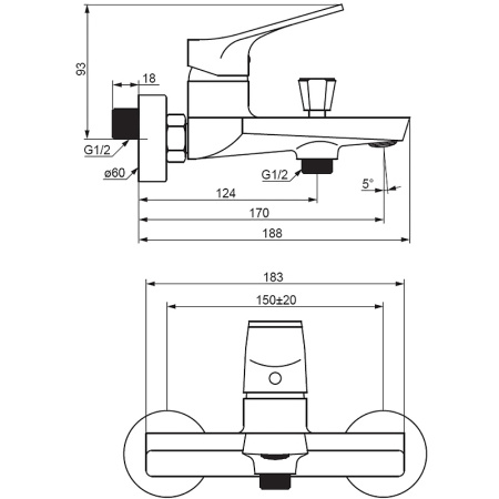 Смеситель для ванны Damixa Merkur 401000300 Черный матовый Смеситель для ванны Damixa Merkur 401000300 Черный матовый