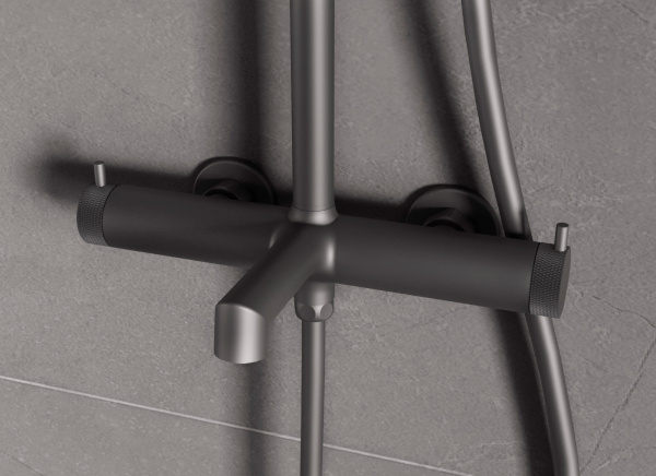 Душевая стойка Vincea Rim VSFS-2RM1GM с изливом, вороненая сталь