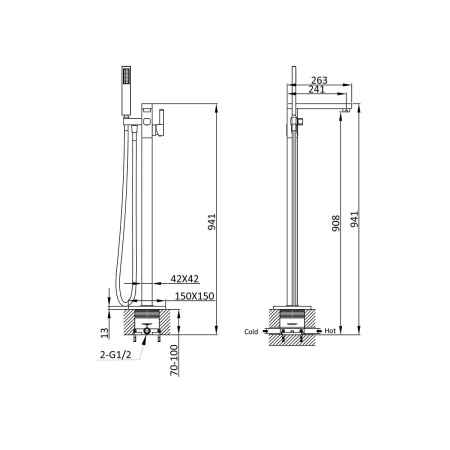Смеситель для ванны Vincea VTF-101CH однорычажный, хром
