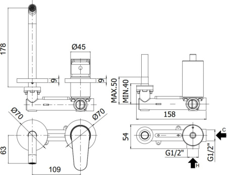 Смеситель Paffoni Green GR105CR70 (с внутренней частью) хром
