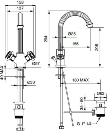 Смеситель для раковины Cezares Olimp OLIMP-LS2-02-O с донным клапаном
