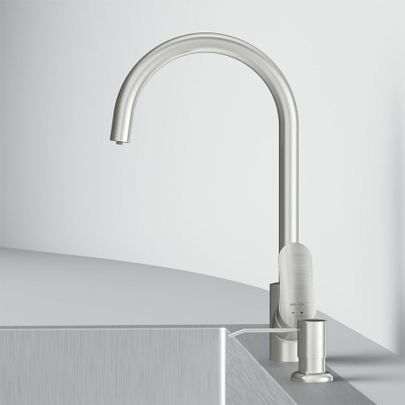 Смеситель для кухонной мойки AM.PM Like F8007T11 с дозатором для моющего средства Сатин