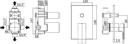 Смеситель Paffoni Elle EL015NO/M (с внутренней частью) Смеситель Paffoni Elle EL015NO/M (с внутренней частью)