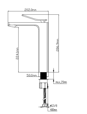 Смеситель для раковины NT Bagno NT1801НВ Volno H для раковины черный матовый