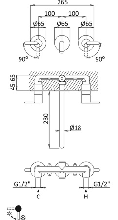 Смеситель для раковины Cezares Leaf LEAF-BLI3L-L-01-W0 Хром