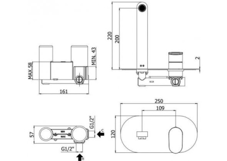 Смеситель Paffoni Candy CA105CR (с внутренней частью)