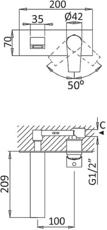 Смеситель для раковины Cezares Nautic NAUTIC-BLI-NOP с внутренней частью