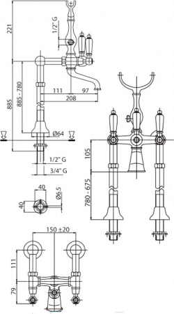 Смеситель Cezares Diamond DIAMOND-VDP-03/24-Sw Смеситель Cezares Diamond DIAMOND-VDP-03/24-Sw