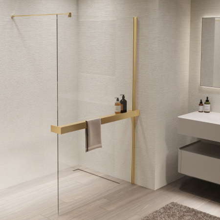 Душевая перегородка Vincea Walk-In VSW-1HR900CLG, 900*2000, матовый золотой, стекло прозрачное