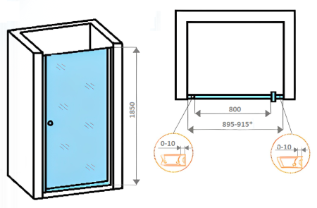 Душевая дверь в нишу Parly DE90B (90x185)