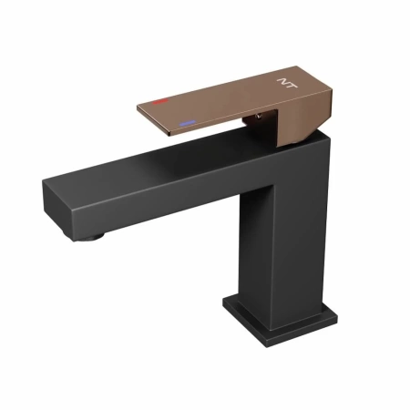 Смеситель для раковины NT Bagno NT9001BG для раковины черный матовый/розовое золото