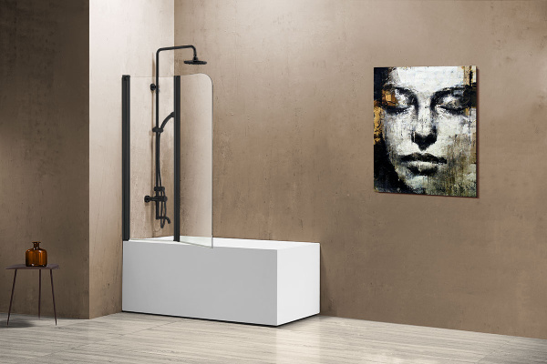 Шторка на ванну Vincea VSB-12114CLB, 1140*1400, черный, стекло прозрачное