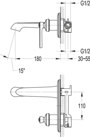 Смеситель для раковины Cezares Liberty LIBERTY-F-BLI-01-W0 с внутренней частью
