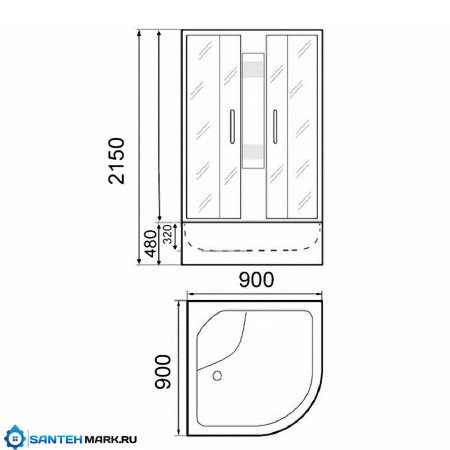 Душевая кабина Parly AE901 (90х90х215) Душевая кабина Parly AE901 (90х90х215)