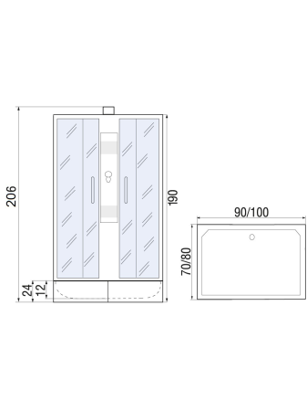 Душевая кабина River Quadro Б/К 90/70/24 MT