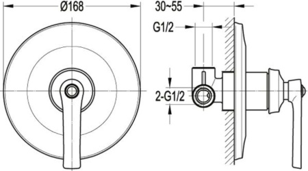 Смеситель для душа Cezares Liberty LIBERTY-F-DIM-01 с внутренней частью