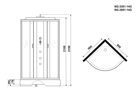 Душевая кабина Niagara Classic NG-3301-14G 90x90 Душевая кабина Niagara Classic NG-3301-14G 90x90
