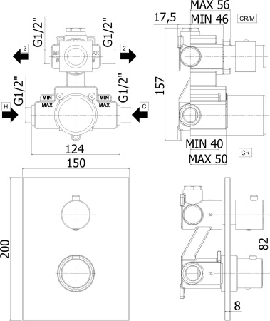 Смеситель Paffoni Light LIQ518NO/M (с внутренней частью)