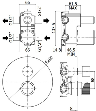 Смеситель Paffoni Jo JO018NO (с внутренней частью)