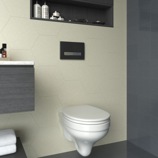 Инсталляция BERGES АТОМ Line 410 кнопка Soft Touch черная/хром глянец(040342)