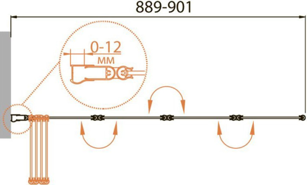 Шторка на ванну Cezares Relax (RELAX-V-4-90/140-C-Bi) 90х140 см, стекло прозрачное