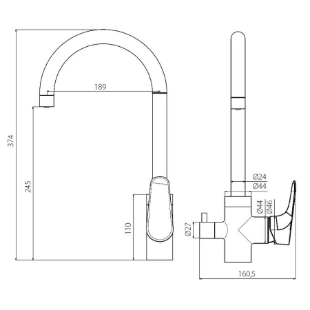 Смеситель для кухонной мойки Damixa Merkur 400730000 Хром