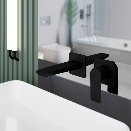 Смеситель для раковины Berges VENTAS S скрытого монтажа, раздельный, черный матовый(076008)