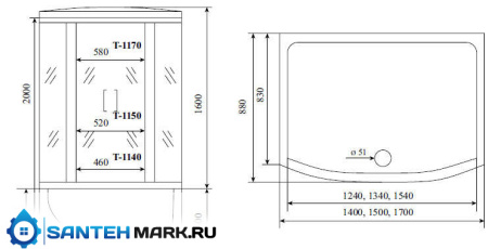 Душевая кабина Timo Standart T-1150 150x88 Душевая кабина Timo Standart T-1150 150x88